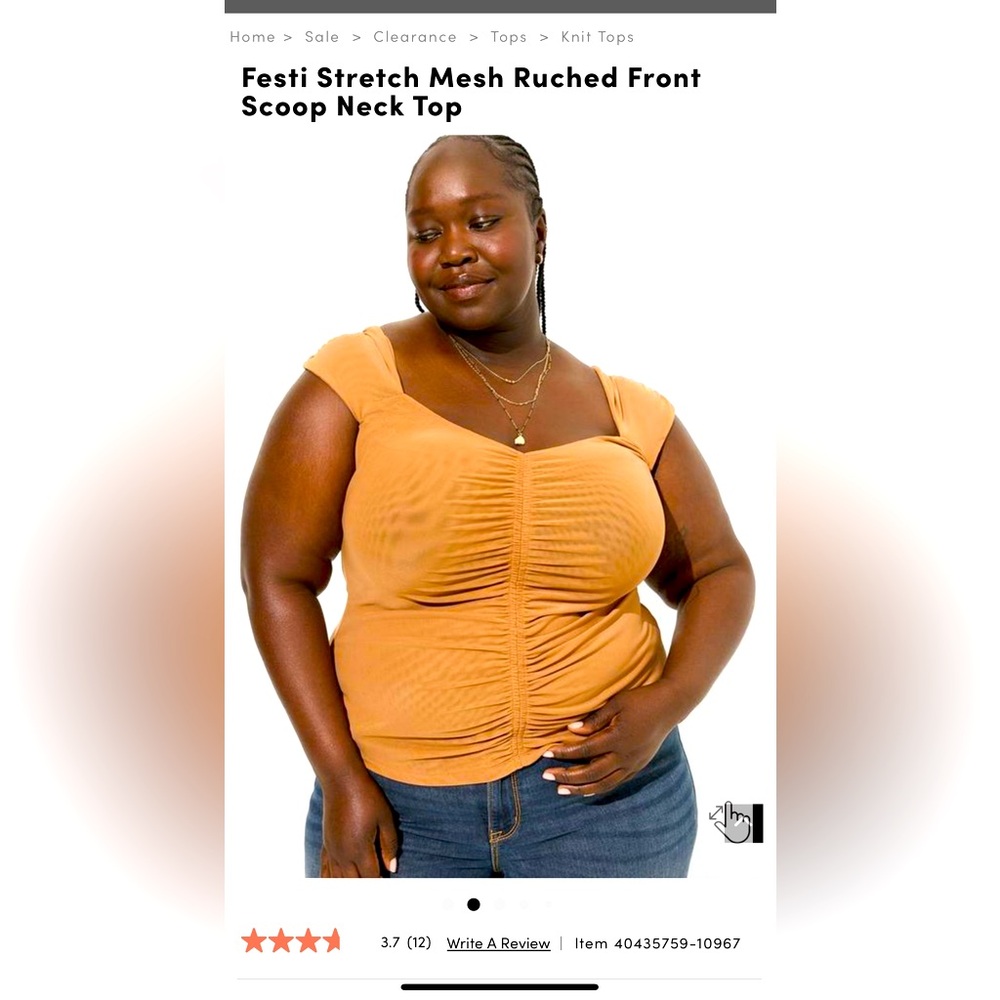 Torrid size 2 Festi Stretch Mesh Ruched Front
Scoop Neck Top